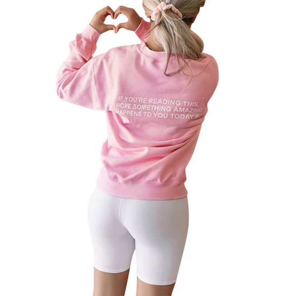 

autumn women fashion solid-color english alphabet printing round-neck long-sleeve sweat shirt 2020, Black