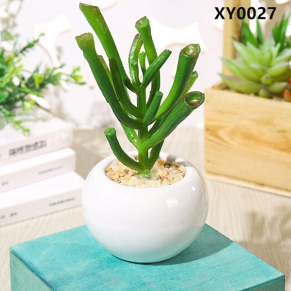 

artificial green succulents plant faux flower pot garden mini fake home