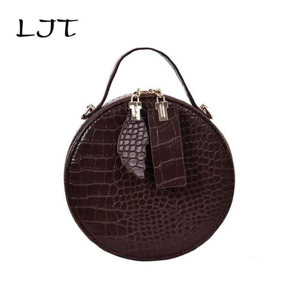 

ljt retro crocodile pattern small round bag korean personality women handbags pu leather female casual portable shoulder bag