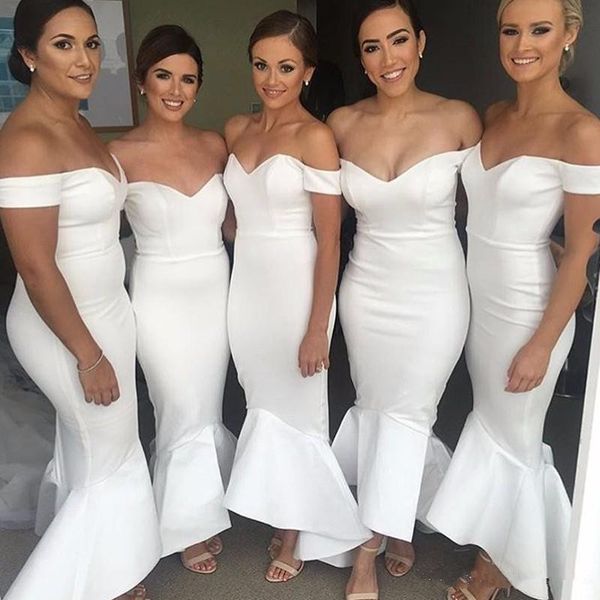 

mermaid bridesmaid dresses 2019 long bruidsmeisjes jurken wedding party dress white design maid of honor gowns, White;pink