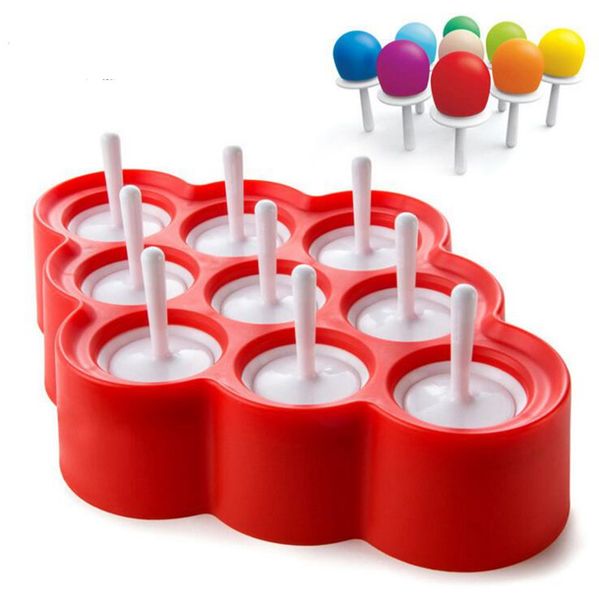 

silicone mini ice pops mold popsicle molds with 9 stickers ice cream ball lolly maker kitchen tools xh1203