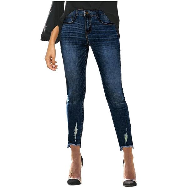 

women's jeans est arrivals fashion women lady denim skinny pants high waist stretch slim pencil casual, Blue