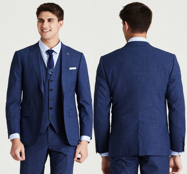 

new blue groom tuxedos peak lapel groomsman wedding three piece suit fashion men business prom jacket blazer(jacket+pants+vest, Black;gray