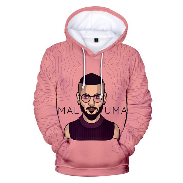 

singer maluma 3d hoodies sweatshirts men women maluma autumn winter long sleeve tracksuits pullovers hip-hop streetwear, Black