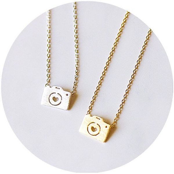 

1pcs- mini p camera bijoux necklace camera with heart lens chain necklace lovely with star necklaces, Silver