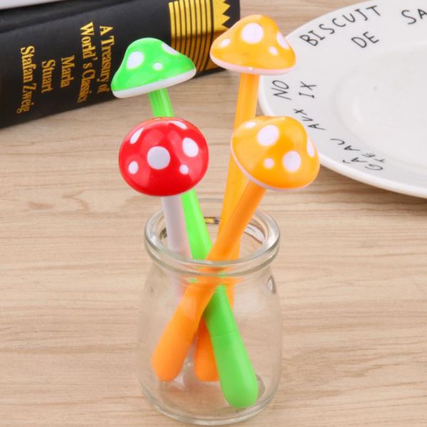 

4 pcs/set kawaii candy color plant vegetable mushroom gel pens 0.5mm black ink plastic signature pens for student stationery