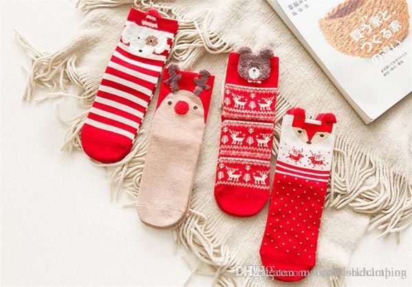 

christmas womens socks cartoon bear cute womens hosiery cotton striped printed female socks, Black;white