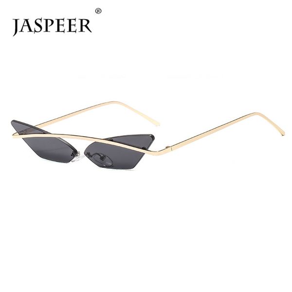 

sunglasses jaspeer punk rimless women brand designer men steampunk cat eye frameless sun glasses uv400 goggle sunglass, White;black