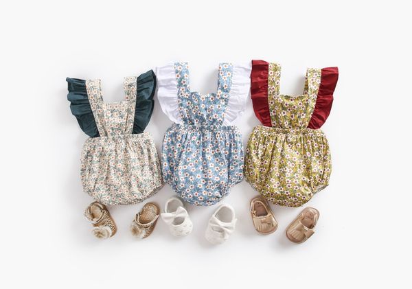 

2018 new arrival baby girls rompers flying sleeve kids children girl jumpsuits, Blue