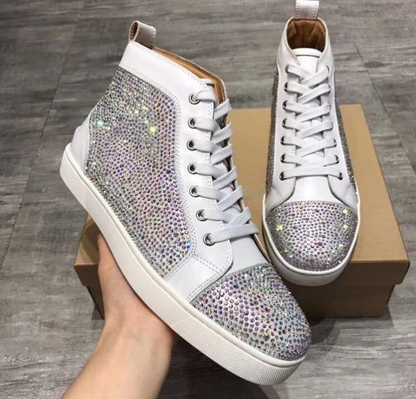 

new spikes sneaker flat bottom fashion mixed colors gold red blue rivets high casual shoe man woman sneakers ct1, Black