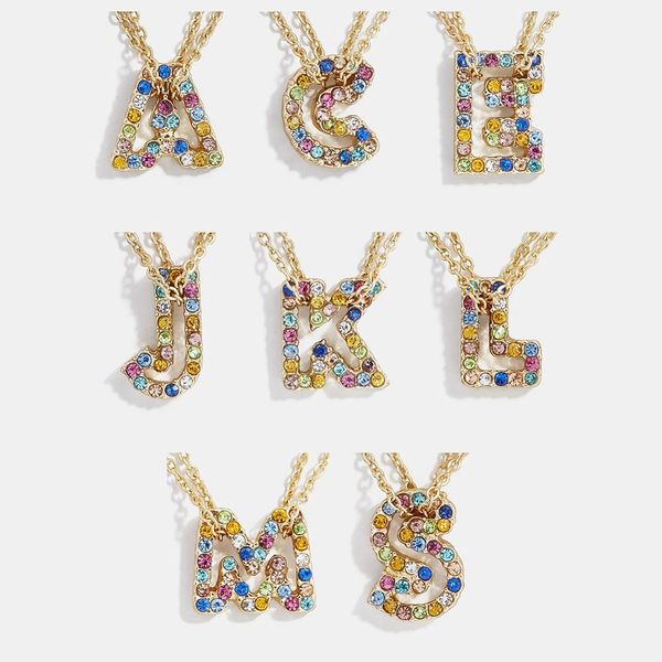 

dvacaman trendy multi-color charm gold alphabet pendant necklace for women girls crystal letter necklaces couple name necklace, Silver