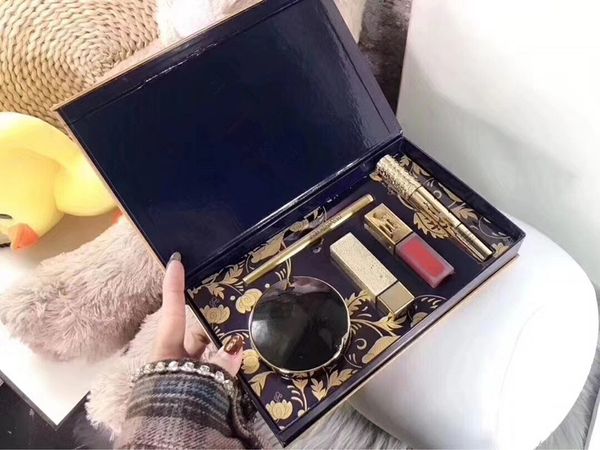 

new 5 in1 makeup set air cushion + mascara + eyeliner+square tube lipstick + lip glaze brnd 5pcs cosmetics kit