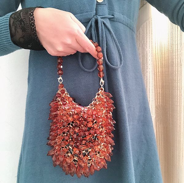 

transparent crystal ring handmade bag new crystal coffee hand bag brown diamonds beading beaded bags