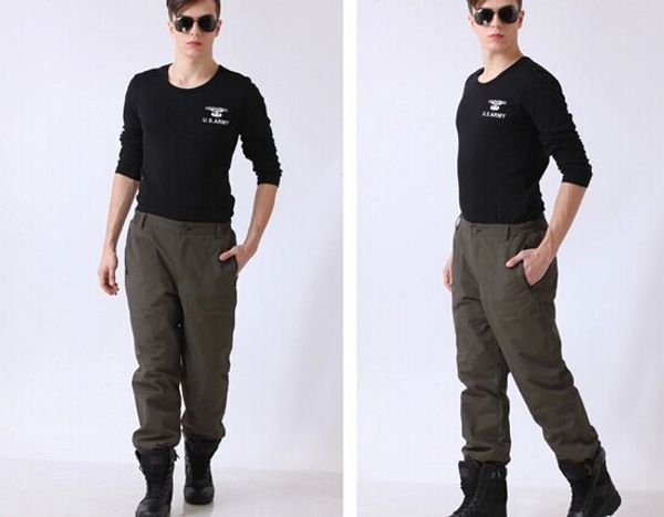 

army pants outdoor waterproof windproof trousers male and female couple thickened climbing fleece pants army, Black;green