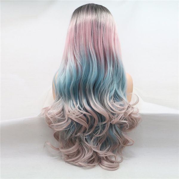 

внешнеторговая walmart парик европейских и американских женщин мода цвет химического волокна смешанный цвет длинные вьющиеся волосы micro об, Black