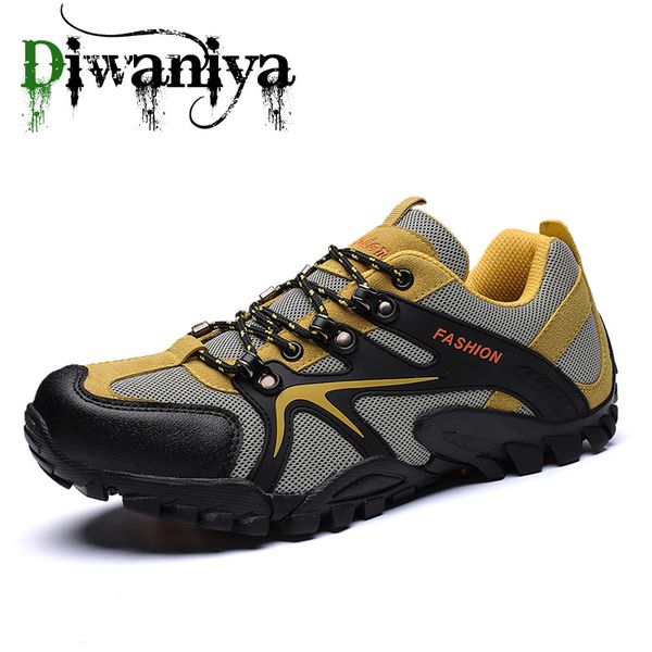 

genuine leather new men hiking shoes outdoor sport shoes mountains trekking summer breathable mesh patchwork