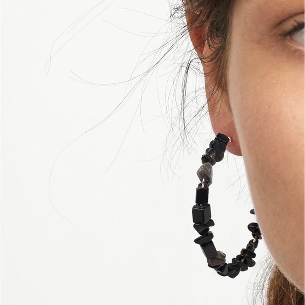 

joolim ювелирные изделия оптом / красный черный нерегулярные камень обруч серьги большой творческий серьги, Golden