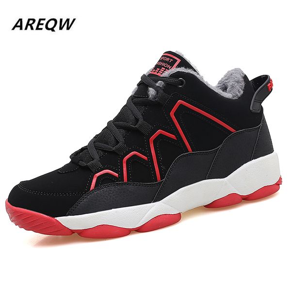 

2019 men's winter fashion high-casual shoes plus velvet warm cotton shoes solid color suede couple men's boots, Black