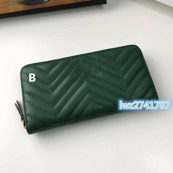 

multi colors classic zipper style gold hardware real leather woman wallet wallet purse clutch bag with box, Red;black