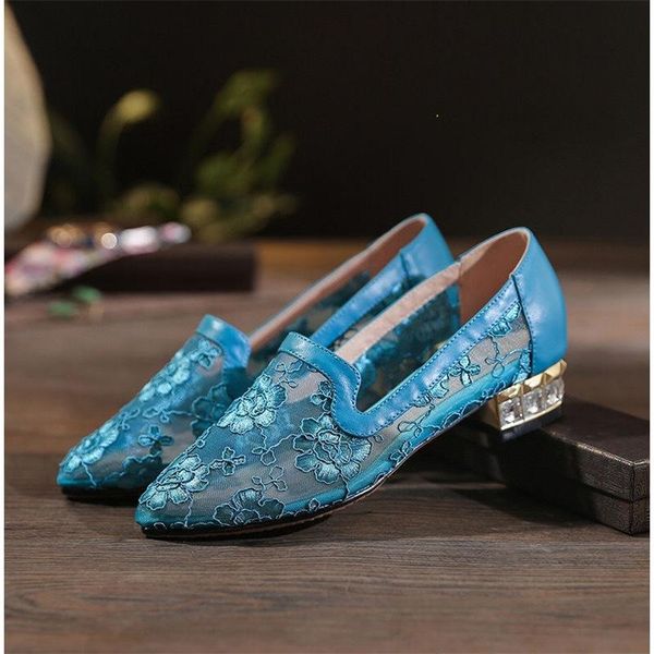 

summer new mesh hollow sandals women's flat non-slip national style lace embroidered mom shoes women's shoes, Black