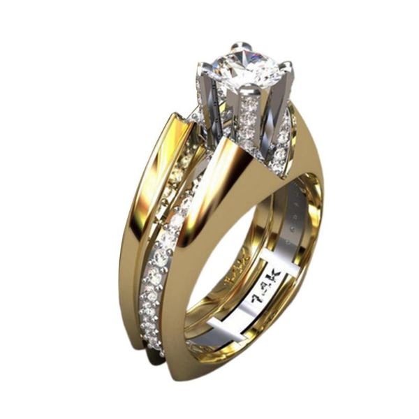 

r466 ladies jewelry creative color separation ring zircon ring european and american fashion jewelry exotic style, Golden;silver