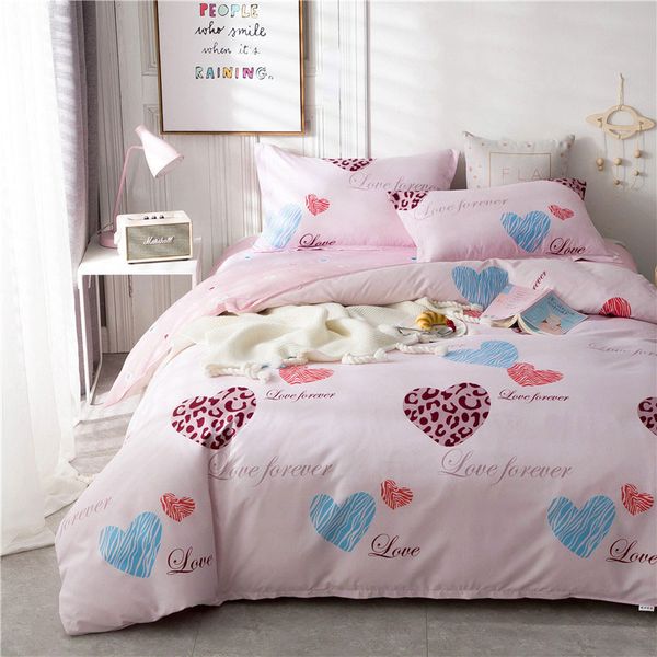 Pink Love Leopard Bed Cover Set Cartoon Duvet Cover Children S Bed