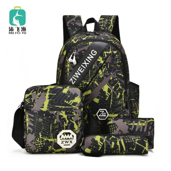 

shoulder elementary school backpack boys casual outdoor bookbag with lunch bag two pencil case bagpack durable rucksack