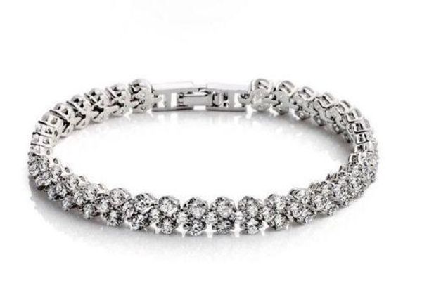 

luxury fashion jewellery luxurious 925 silver cubic zirconia women bracelet gift, Black
