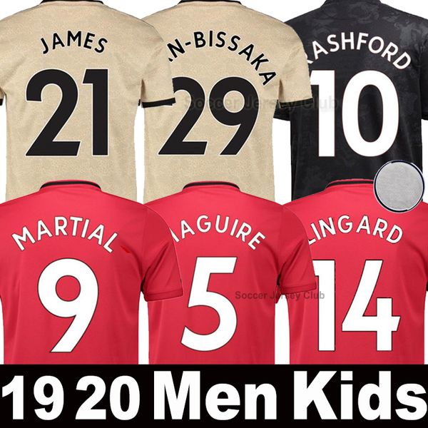 

2019/20 manchester maguire pogba lingard united soccer jerseys man 19 20 utd martial rashford james wan bissaka men kids football kits shirt, Black;yellow