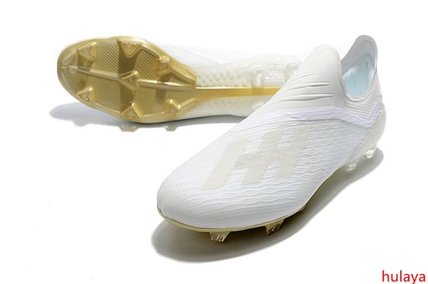

white gold messi original football boots laceless x 18+ fg soccer shoes pogba mens plating soles soccer cleats