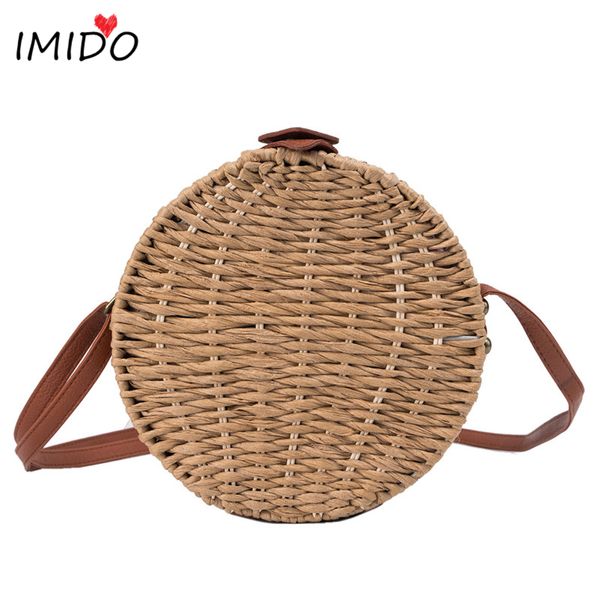 

women summer rattan bag 2019 round straw bags handmade woven beach crossbody bag circle bohemia handbag bali box dropshipping