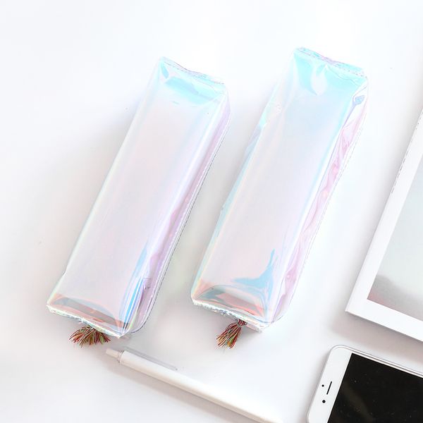

1pcs transparent or not glitter pencil case stationery bag creative pvc pencil bag school box supplies student gift