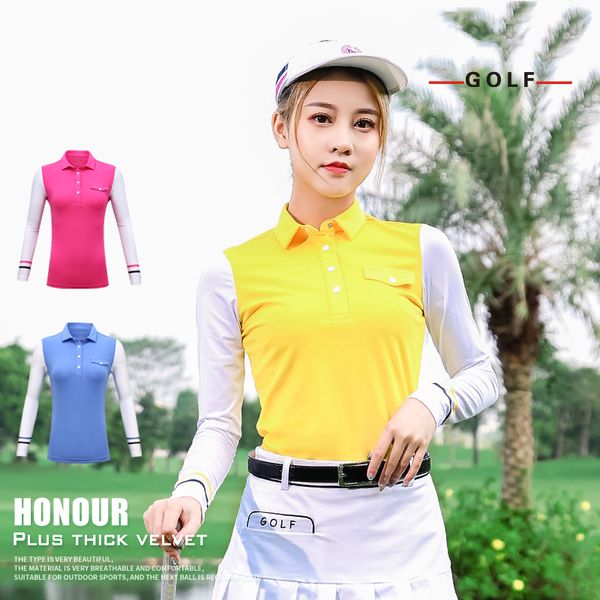 

golf womens shirt golf apparel women shirt long sleeve sunscreen basic soft fit autumn bottoming outdoor sports tshirt 2019, Black;blue