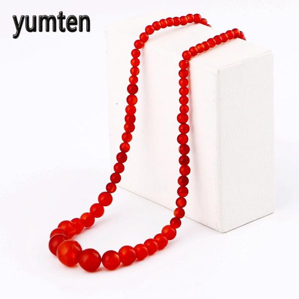 

other natural stone carnelian round beads red agate crystal tower chain collar chalcedony pearl necklace women, Silver