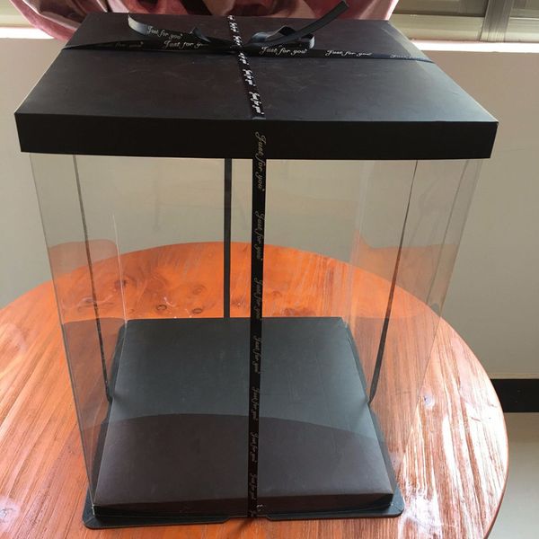 

super large heighten flip flower box rose wedding transparent gift box high-end packaging cake bear dargees for gift tmull