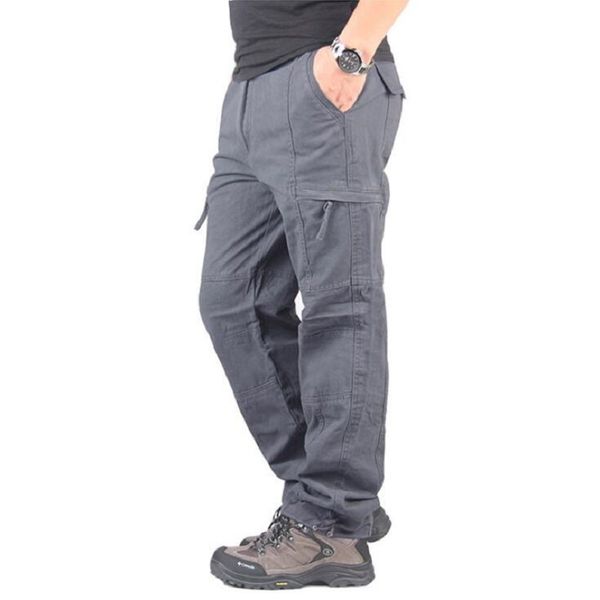 

tactical cargo pants men combat military trousers men casual six pockets cotton khika pants male streetwear pantalones hombre, Black