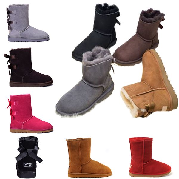

2019 brand wgg classic australia winter boots women girls chestnut black grey blue pink designer snow boots womens ankle kneel boots us 5-10, White;red