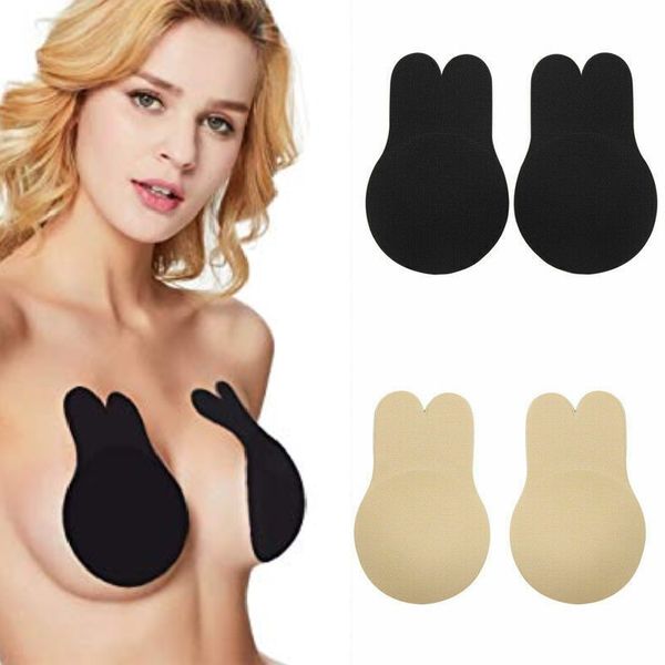 

strapless adhesive bra self adhesive nipple breast pasties cover reusable silicone invisible lingerie pad enhancers push up bra, Red;black