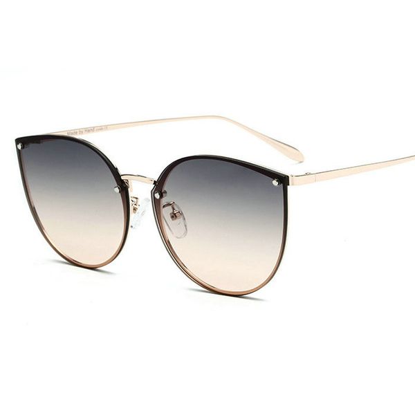 

2018 new fashion women cat sunglasses full metal frame and legs with plane lenses special lady frameless round sunglasses fml, White;black