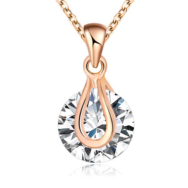 

женщины ожерелье свадебные помолвки роскошные ювелирные изделия, сделанные медь материал с цирконами украшения круглый кулон для подарка jsx, Silver