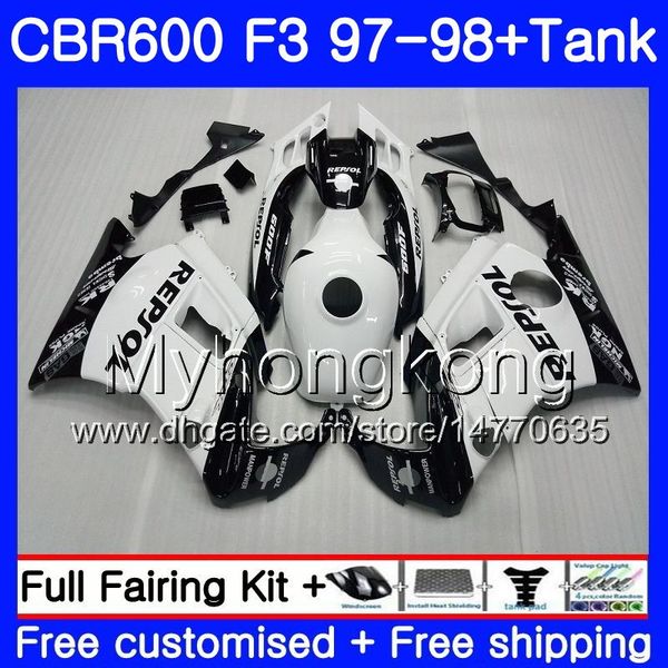 

bodys +tank for honda cbr600fs cbr 600f3 cbr 600 f3 fs 97 98 290hm.aa cbr600rr repsol white cbr600f3 1997 1998 cbr600 f3 97 98 fairing