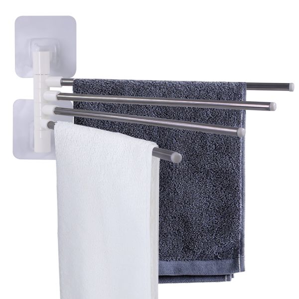 

air&tree-a adjustable stainless steel towel holder 4 rotating hanger multi-functional kitchen bathroom wall-mounted towels rack