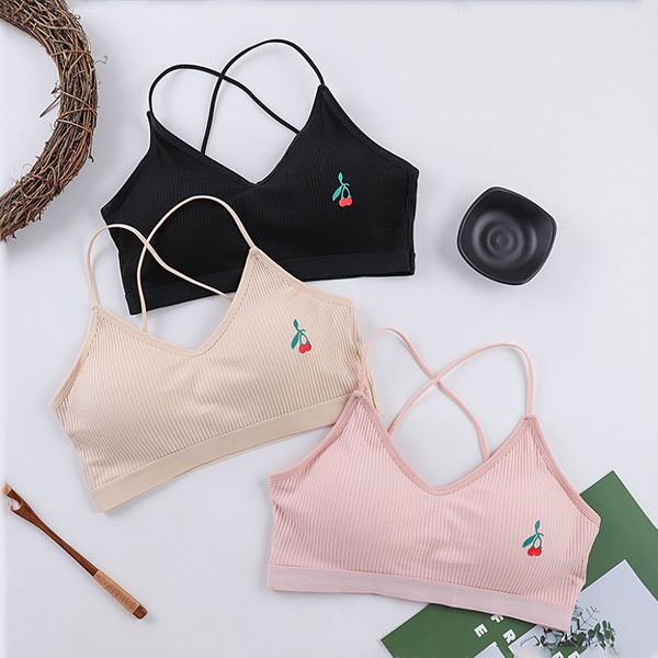 

2020 new women seamless bralette padded soft bra ladies underwear fitness breathable wireless bra women bras 6 colors, Red;black