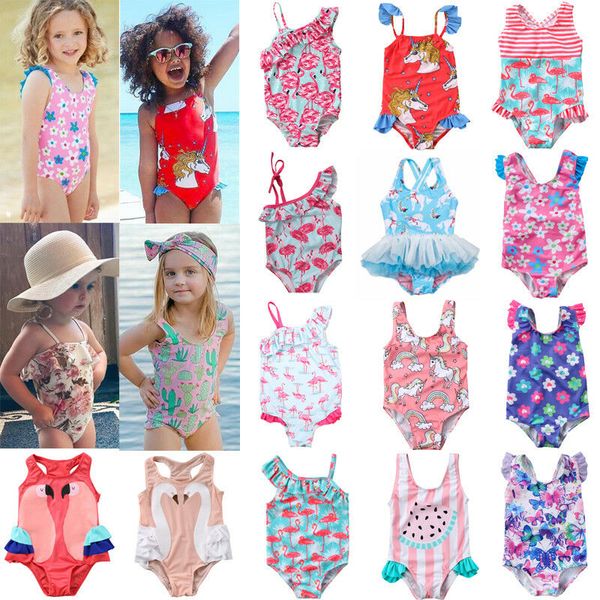 

summer toddler kids baby girl swimwear swimsuit bikini bathing suit swimming beachwear 2-7y, White