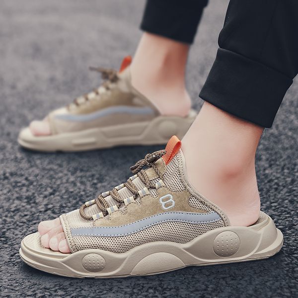 

bigfirse men slippers fashion luxury light summer slippers brand outdoor non-slip man flats shoes trend man sandals, Black