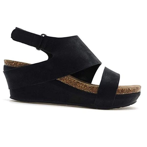 

women's sandals stylish comfortable solid hook & loop shoes platformed wedges open toe adjustable ankle roman shoes sandals