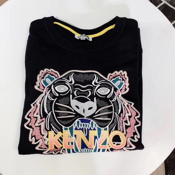 

streetwear вышитые головы тигра мужские толстовки 2020 весна осень муж повседневный hoodies толстовки мужские твердые вершины цвет толстовки, Black