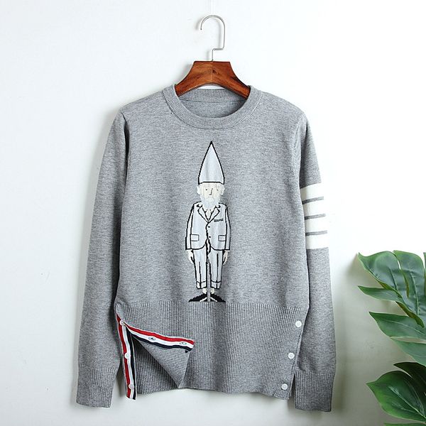 

new gray blue cartoon pattern sweater women o neck full sleeve knitted pullover sweaters preppy style lady clothes, White;black