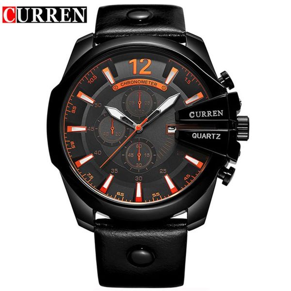 

curren popular brand men watches luxury leather strap man quartz watches dropshipping male clock sports watch relogio masculino, Slivery;brown