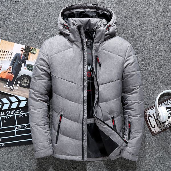 

brand men's winter jacket hooded detachable windproof white duck down orange blue black grey down coats men parka